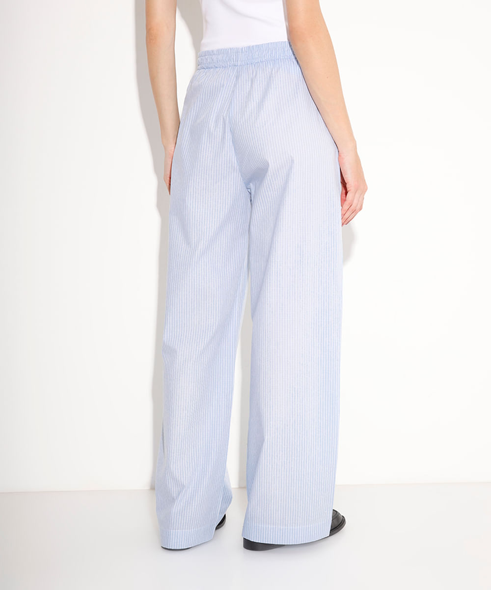 calça estilo pijama cós com elástico listrada mindset azul