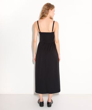 vestido midi alça fina mindset preto