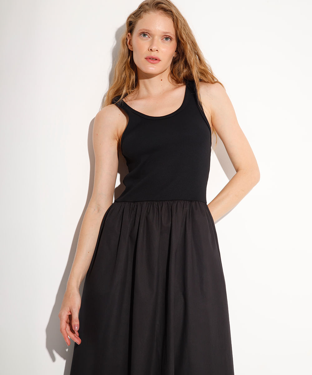 vestido midi mindset preto