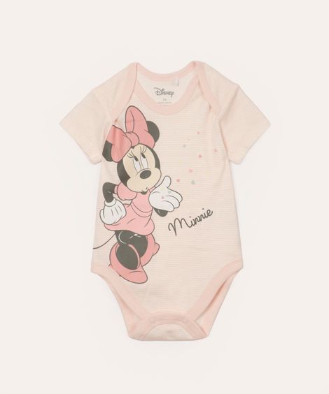 body de algodão infantil manga curta minnie off white