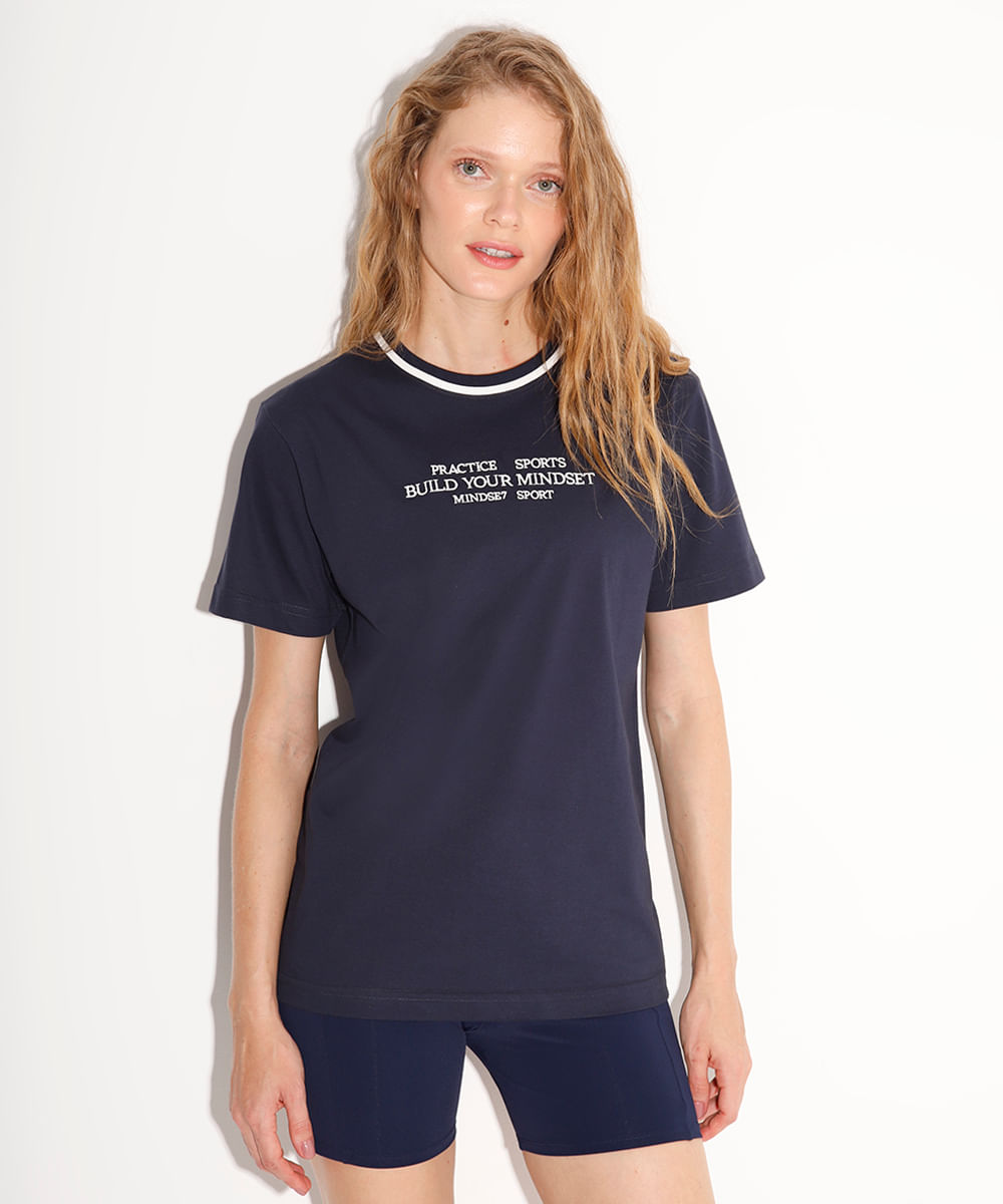 camiseta de algodão manga curta mindset sport azul