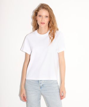 camiseta de algodão fio peruano slim mindset branco