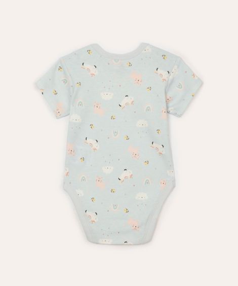 body de algodão infantil manga curta bichinhos azul