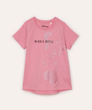 blusa de algodão infantil minnie glitter rosa