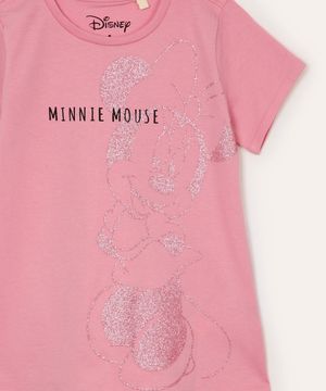 blusa de algodão infantil minnie glitter rosa