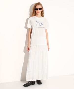 saia longa de viscose mindset off white