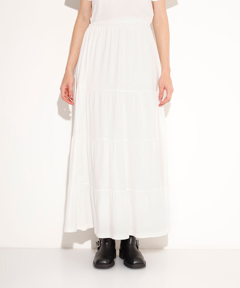 saia longa de viscose mindset off white