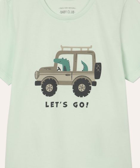 camiseta de algodão infantil manga curta lets go verde