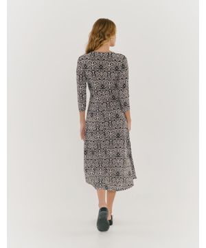 Vestido Midi Estampado Preto