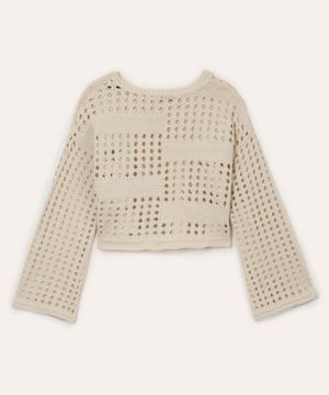 blusa de tricot infantil manga longa bege