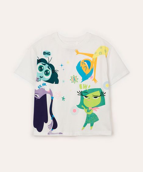 blusa de algodão infantil divertida mente off white