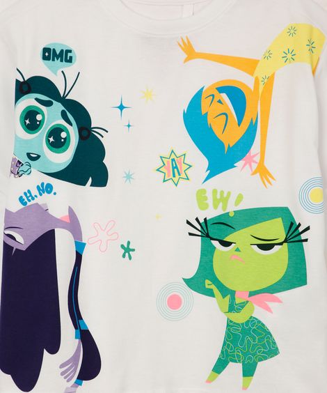 blusa de algodão infantil divertida mente off white