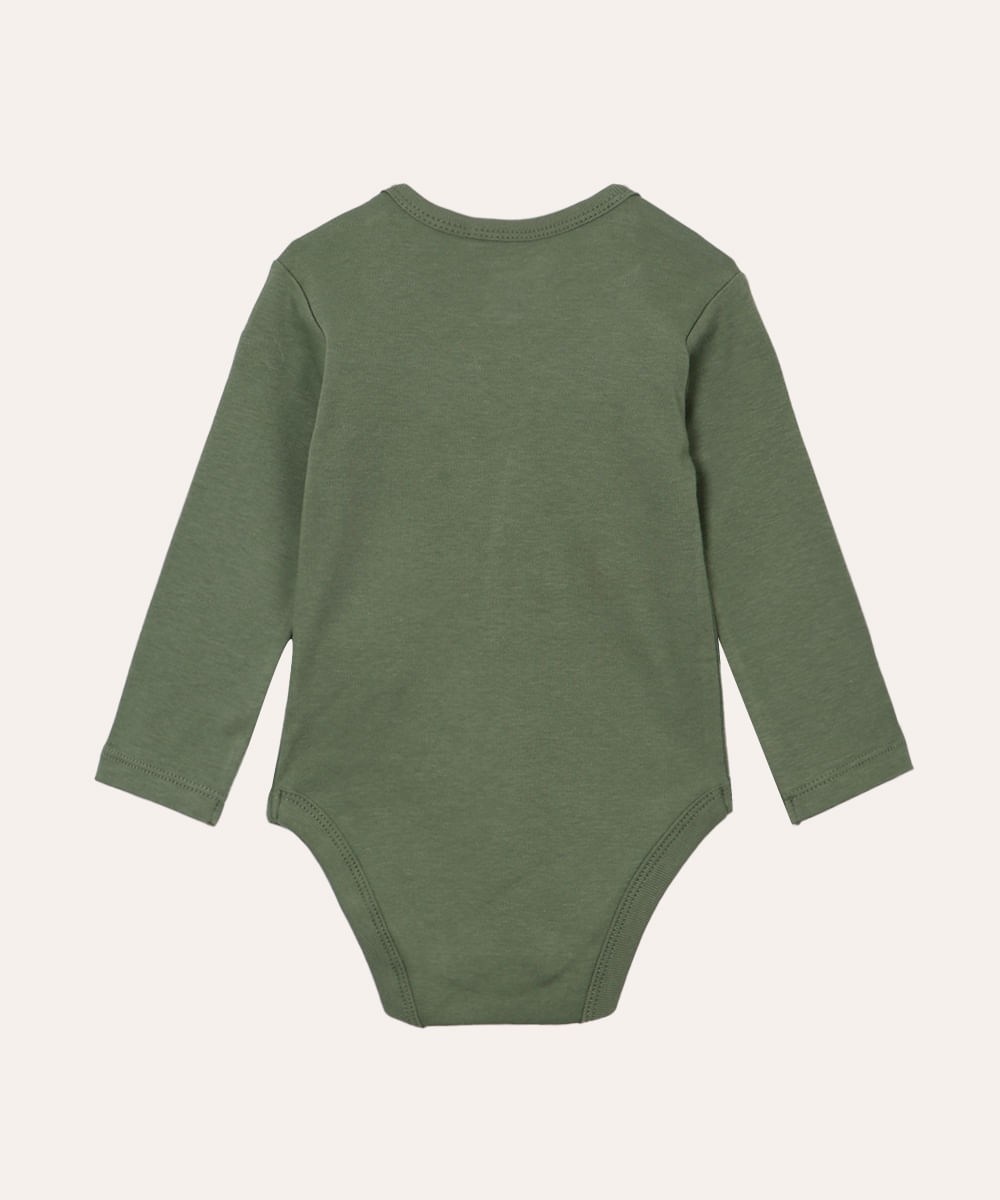 body de algodão infantil manga longa hakuna matata verde
