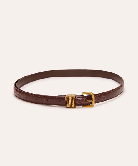 cinto texturizado croco fivela quadrada mindset marrom