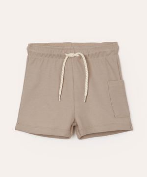 short de algodão infantil com bolso texturizado bege