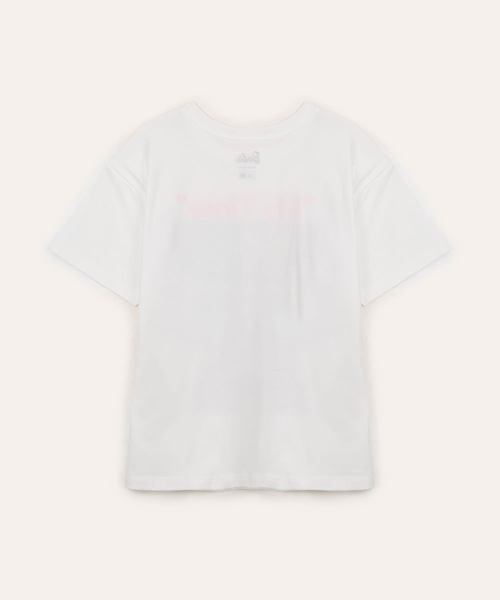 camiseta de algodão juvenil my time barbie off white