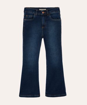 calça flare infantil jeans com bolsos azul