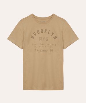 camiseta de algodão juvenil brooklyn bege