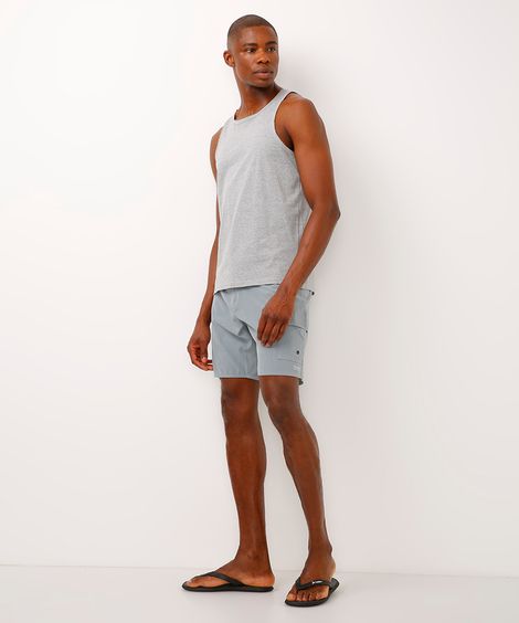 short boardshort com bolso cargo azul