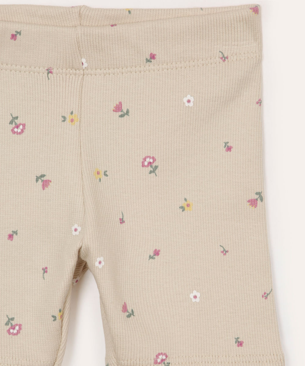 bermuda de algodão infantil floral bege