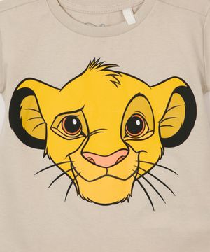 pijama de algodão infantil simba manga curta bege