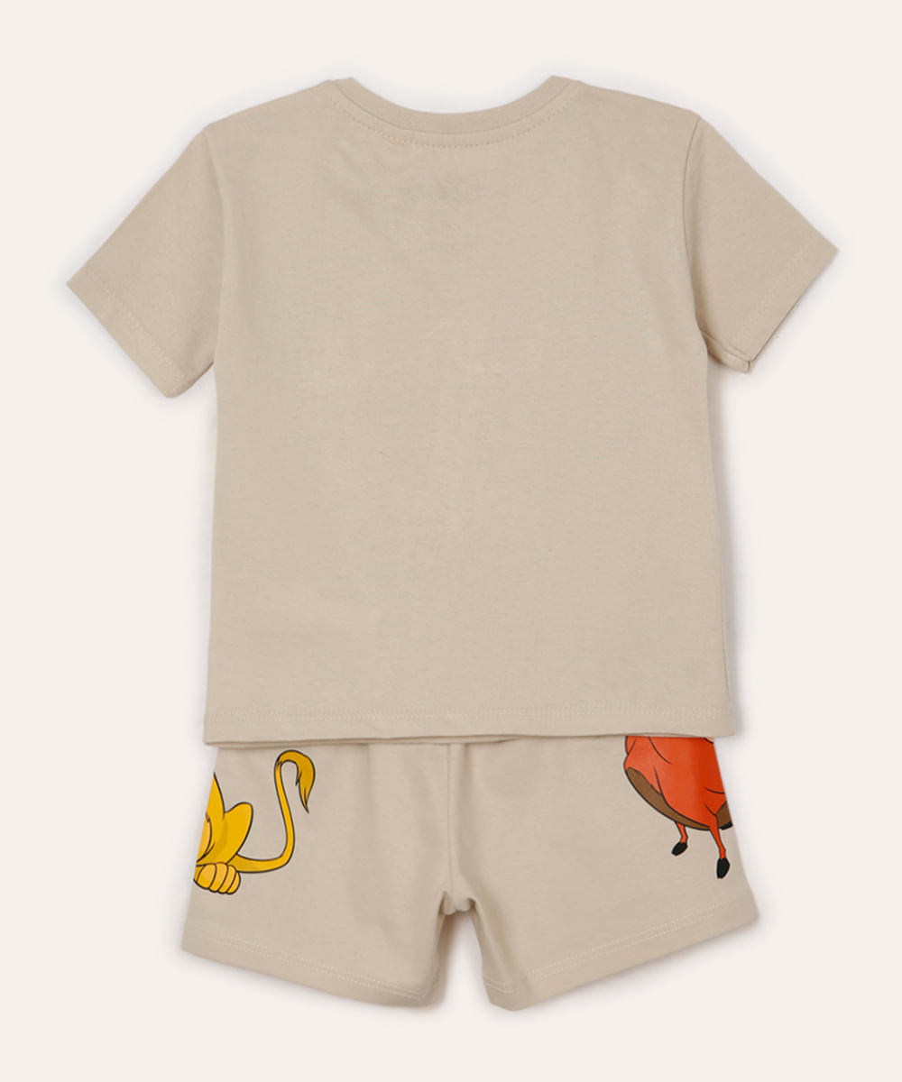 pijama de algodão infantil simba manga curta bege