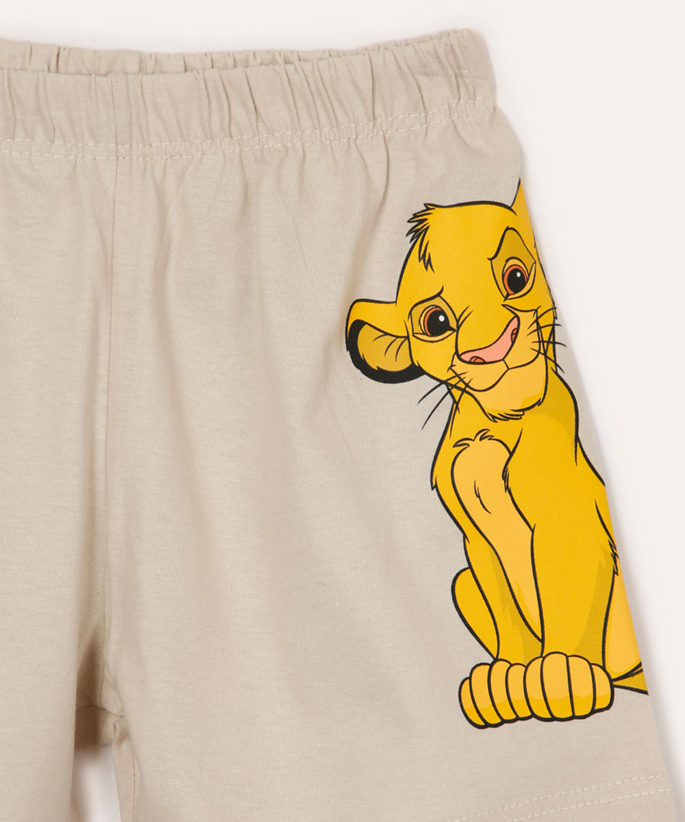 pijama de algodão infantil simba manga curta bege