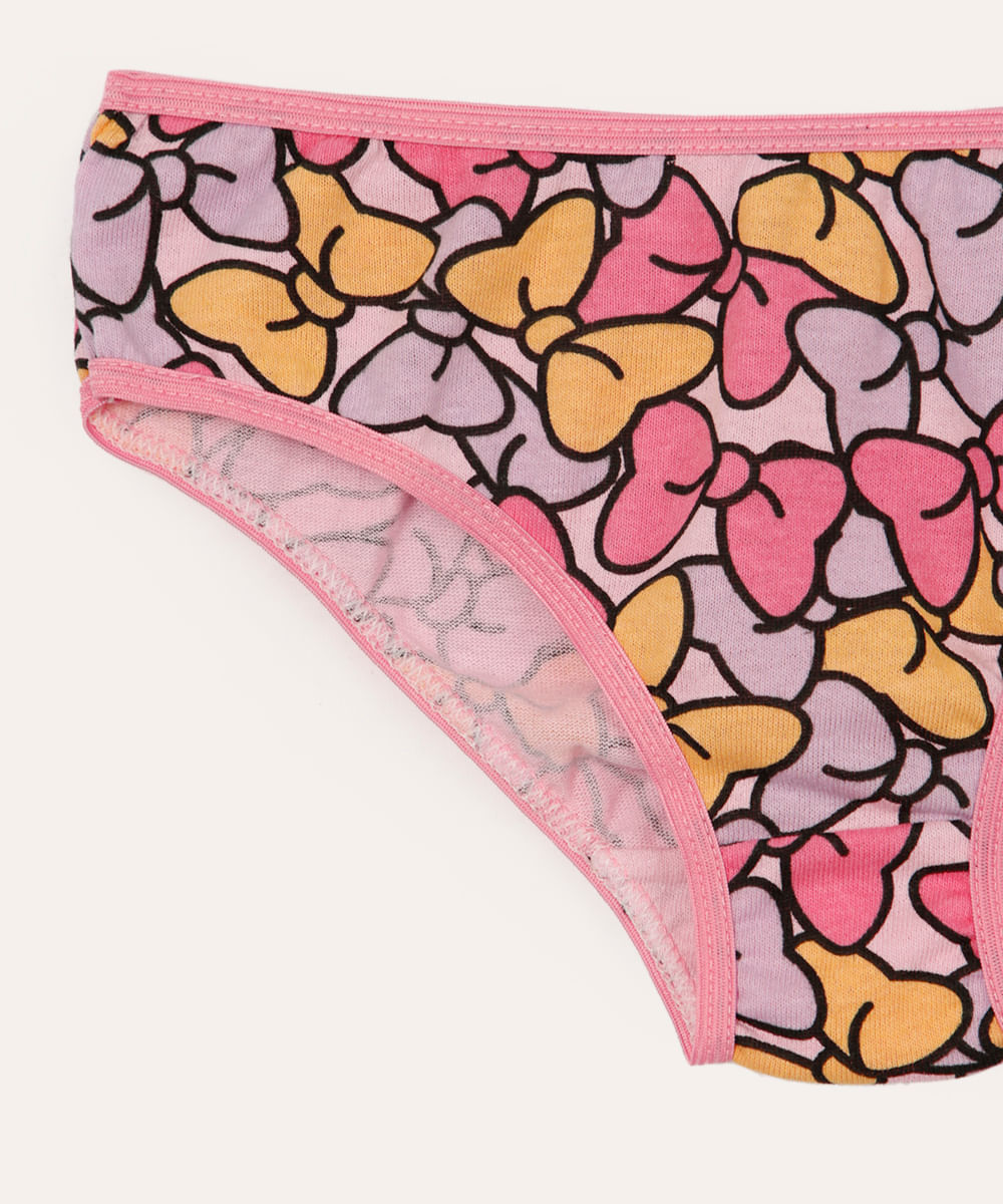 kit 5 calcinhas infantis de algodão minnie colorido