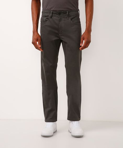 calça reta de sarja comfort cinza
