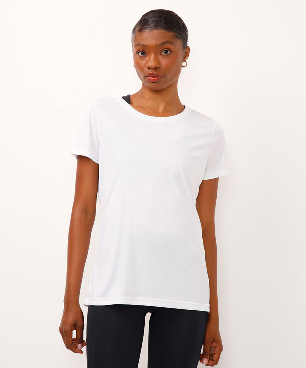 camiseta básica decote redondo esportiva ace branca