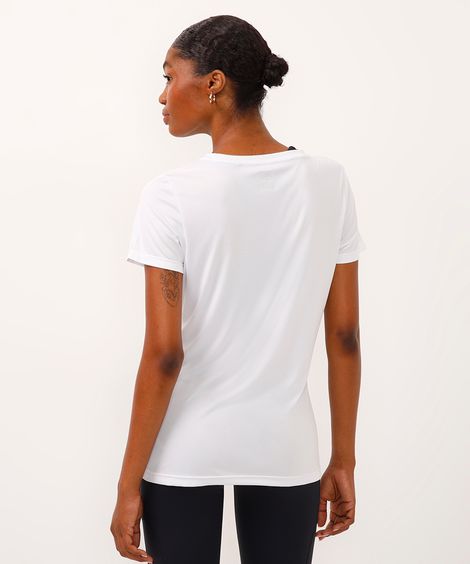 camiseta esportiva básica decote redondo branca