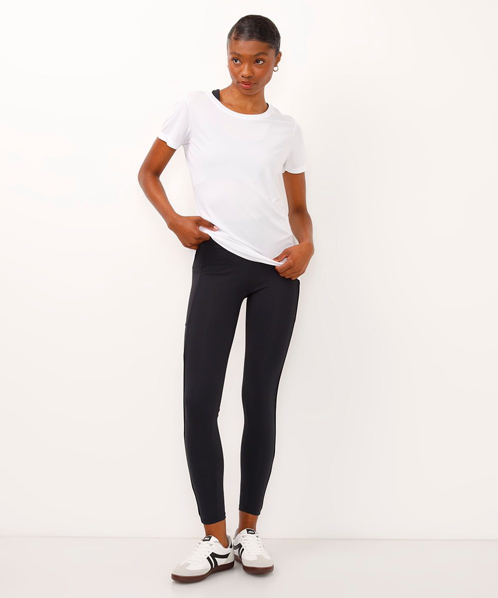 camiseta básica decote redondo esportiva ace branca