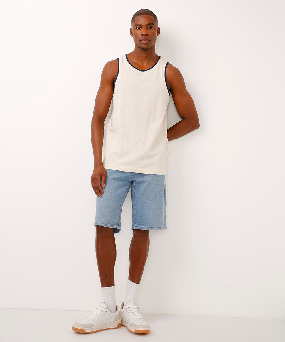 bermuda reta jeans azul