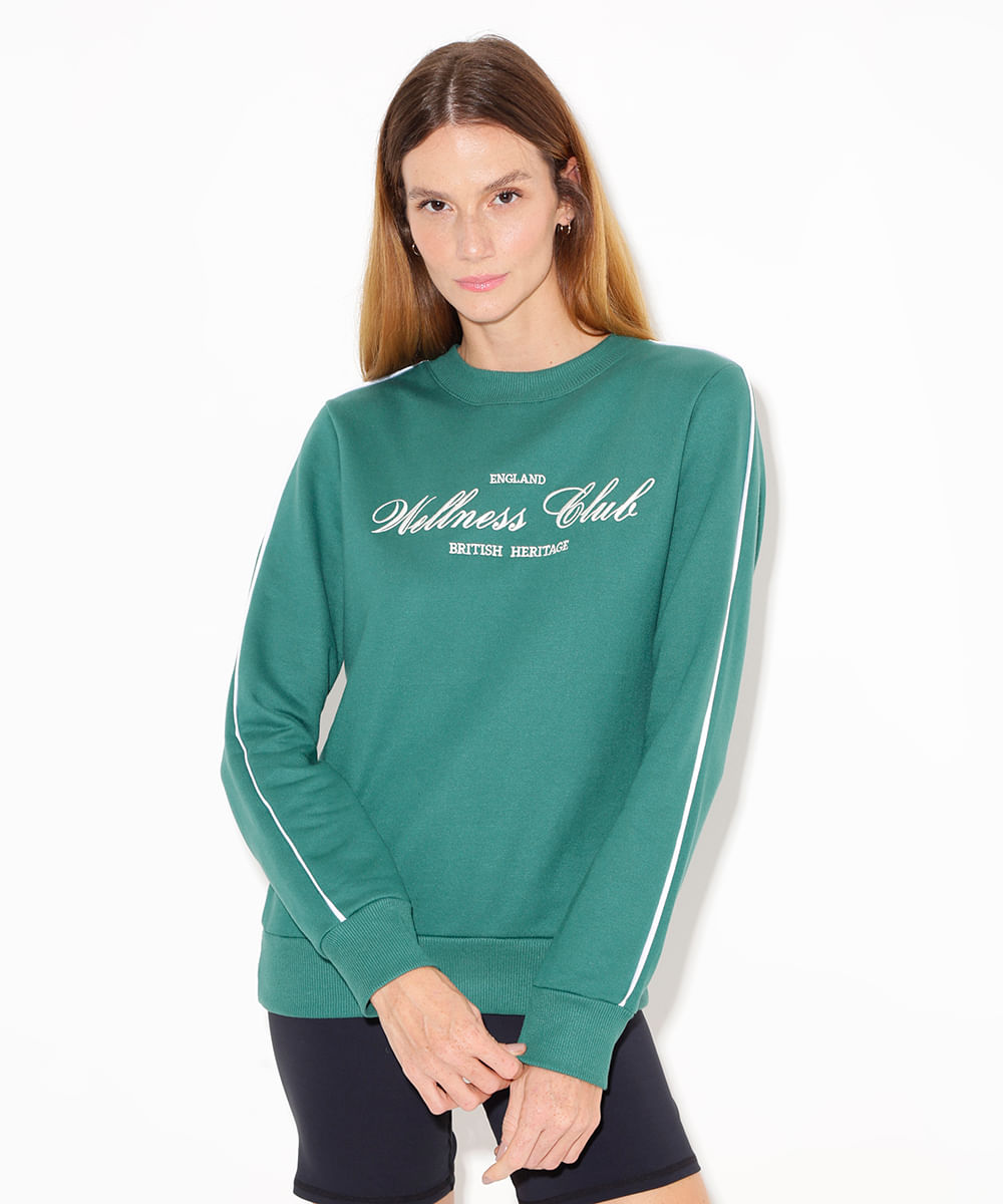 blusão de moletom wellness club mindset verde