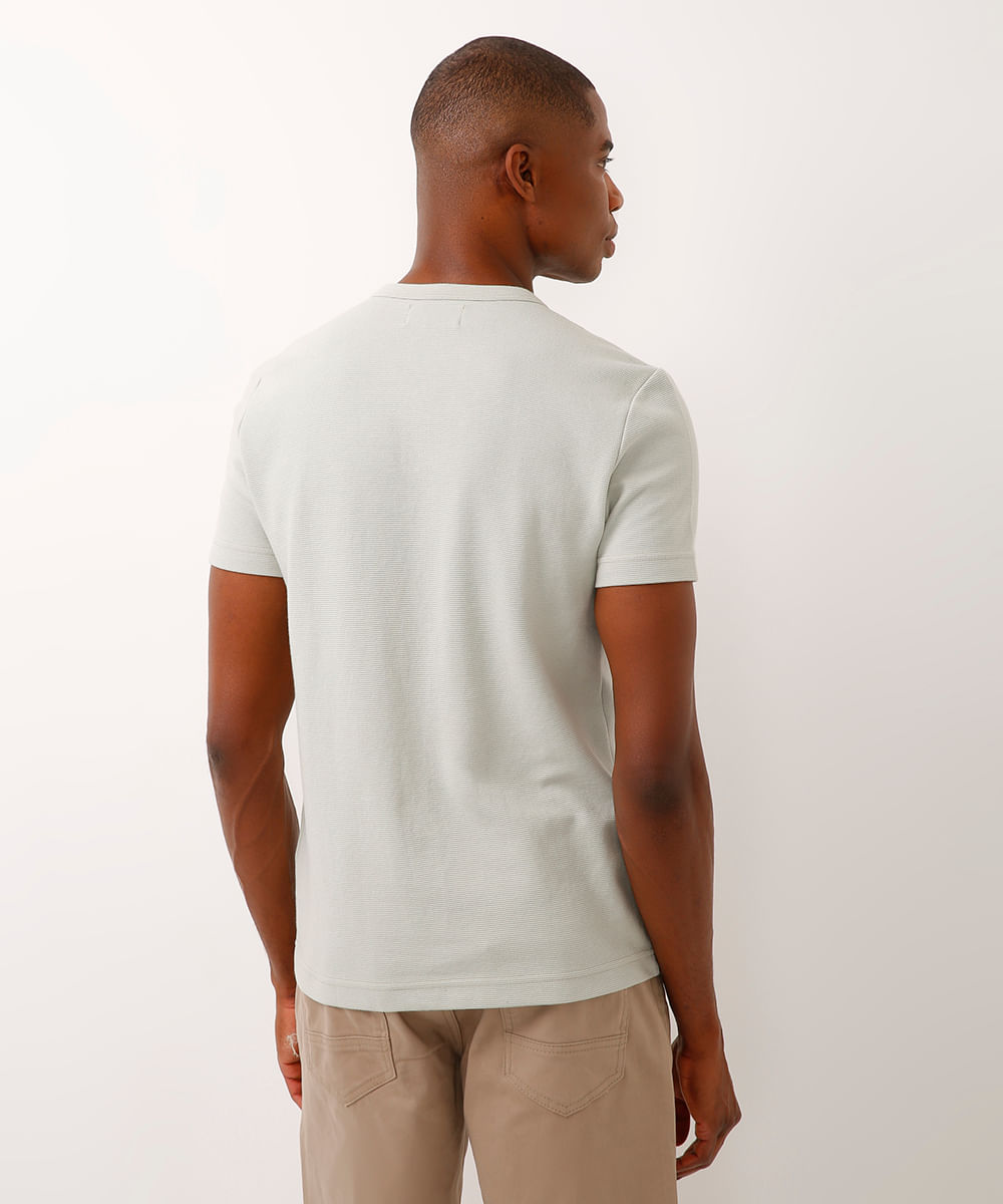 camiseta de algodão texturizada manga curta verde