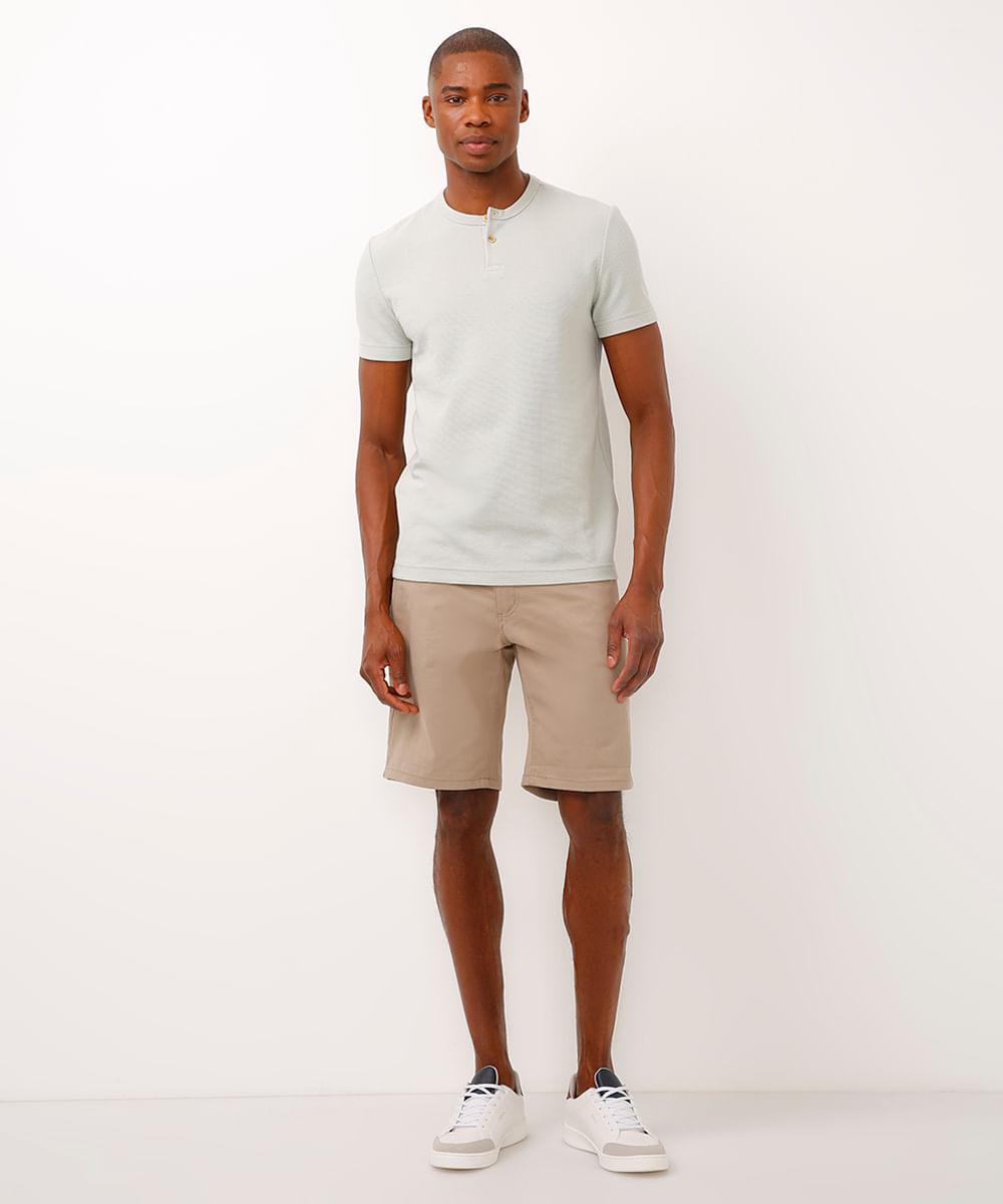 camiseta de algodão texturizada manga curta verde