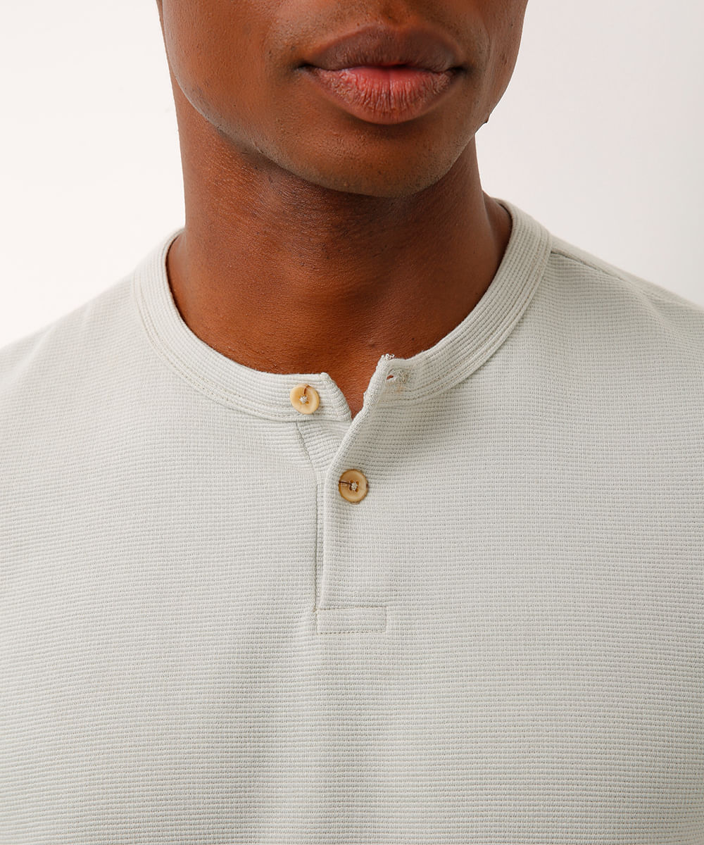 camiseta de algodão texturizada manga curta verde