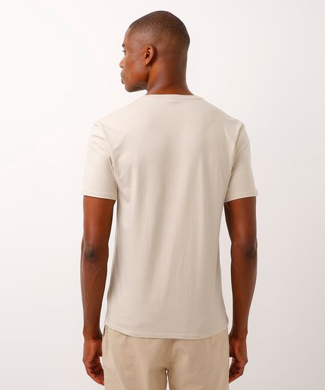 camiseta de algodão manga curta gola v slim bege
