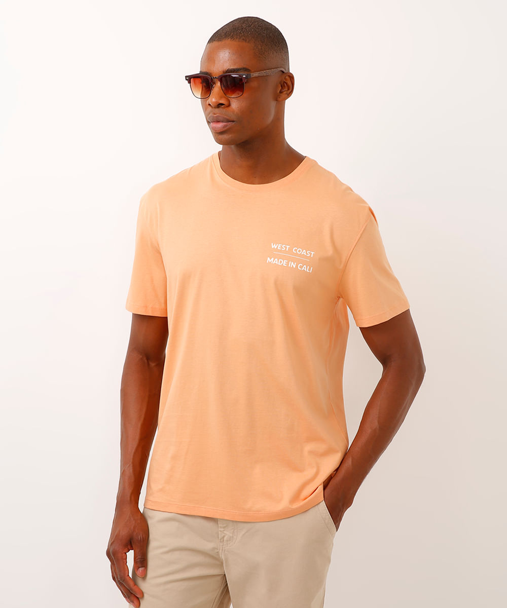 camiseta de algodão manga curta west coast laranja