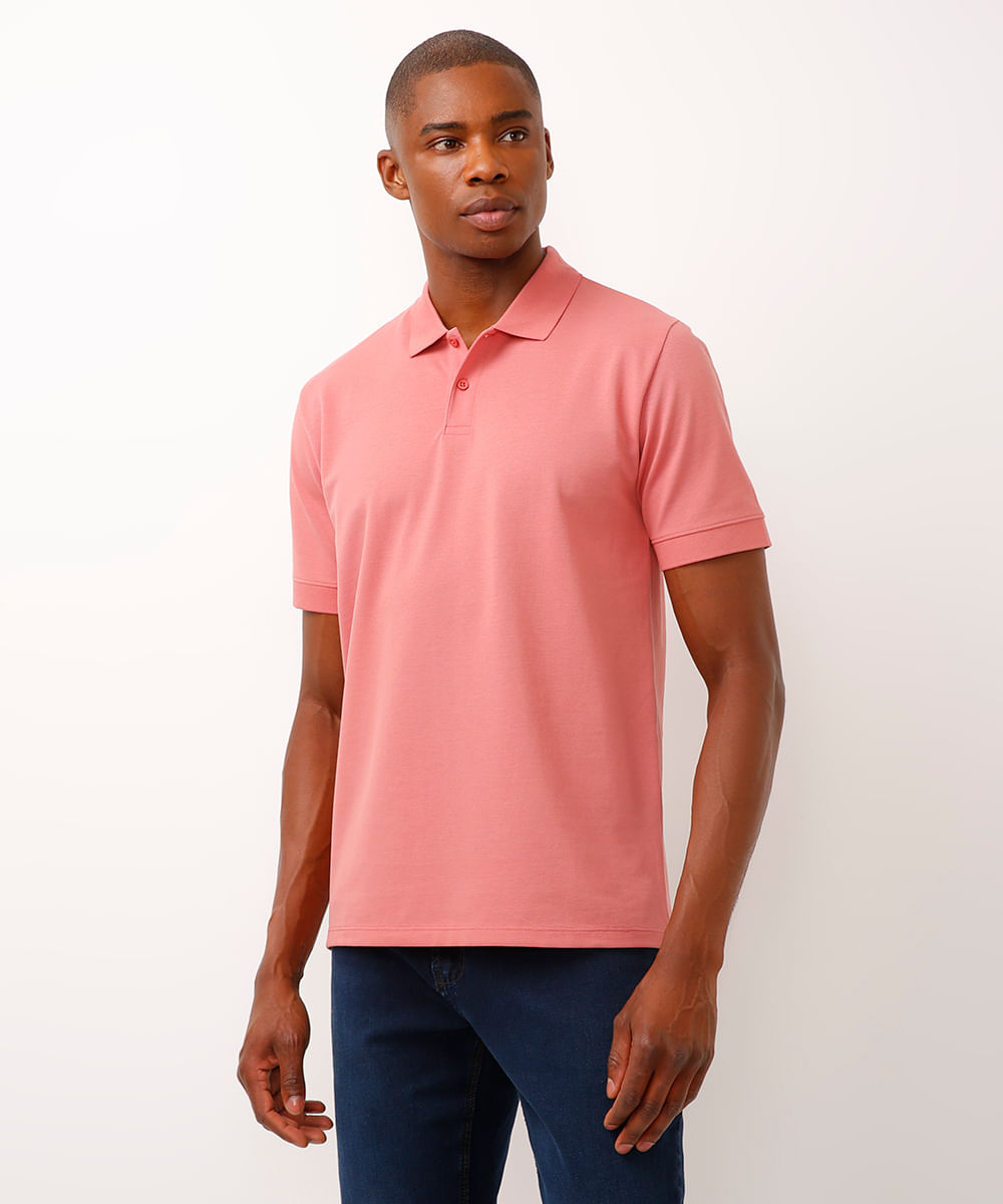 polo piquet de algodão peruano rosa