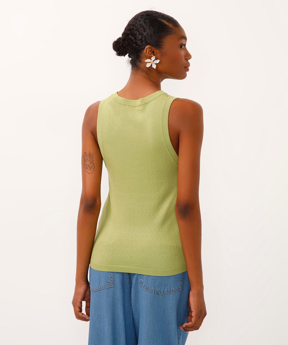 regata de tricot texturizada verde