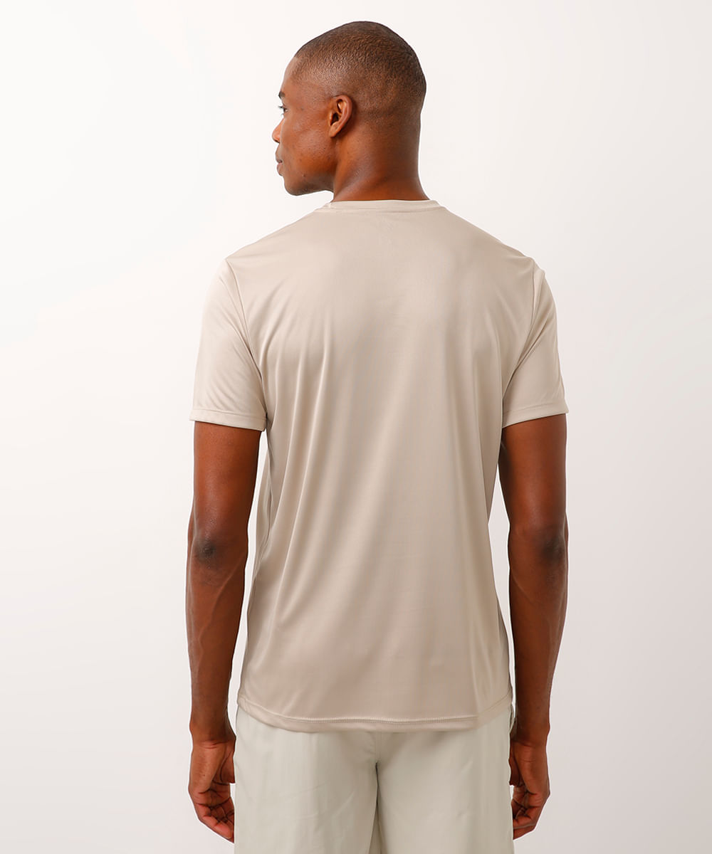 camiseta setas manga curta esportiva bege
