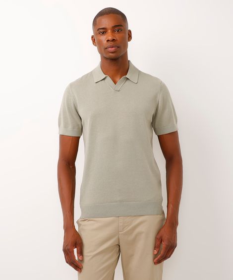 polo de tricot manga curta verde