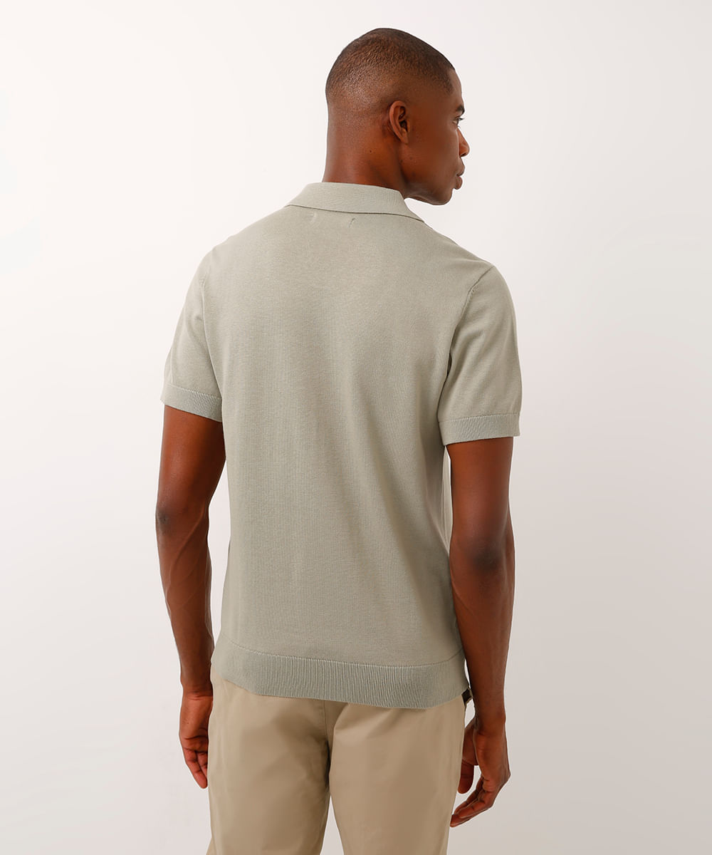 polo de tricot manga curta verde