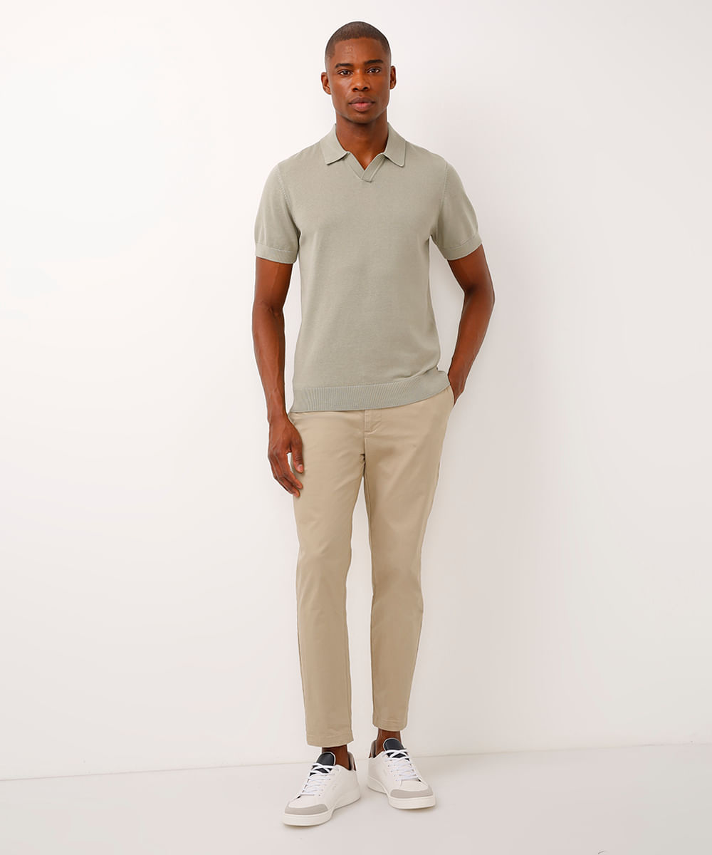 polo de tricot manga curta verde