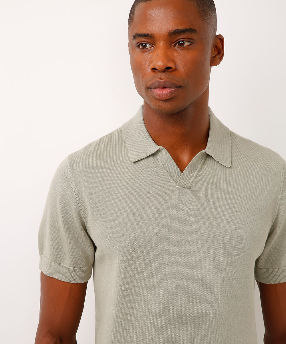 polo de tricot manga curta verde