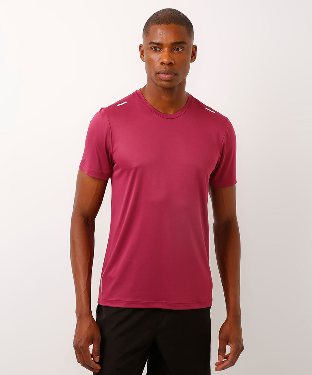 camiseta manga curta esportiva vinho