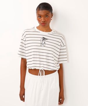 cropped listrado com amarração snoopy off white