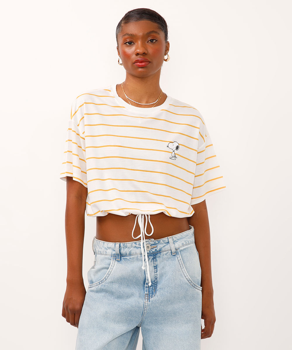 cropped listrado com amarração snoopy off white