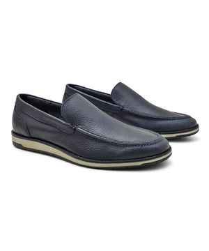 Mocassim Masculino Sapato Couro Conforto Casual Azul